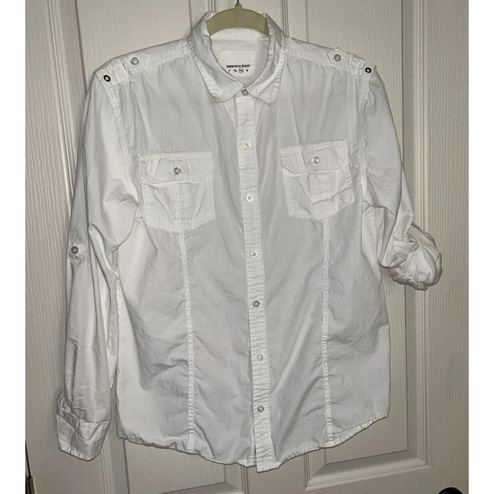 Paper, Denim & Cloth White Women's Long Sleeve Shirt Size 8 Cotton